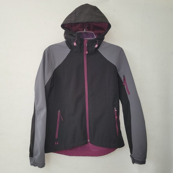 Black Diamond Women's Softshell Jacket Hooded Gray Black Purple Outdoors - Picture 1 of 16